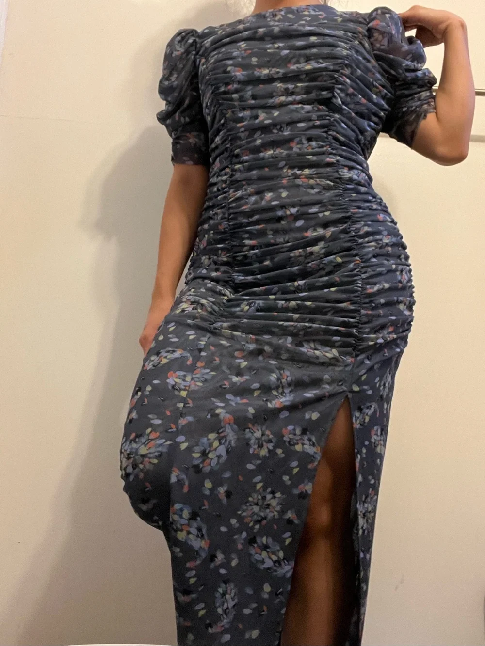 AG26 Free People Briella Midi Dress in Navy Combo Floral Print